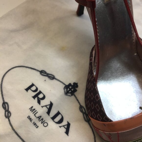 Prada Size 38 Red High Heel with Orange and Yellow Decorated Shoes - Picture 8 of 8